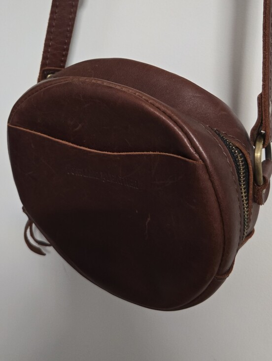 Portland Leather Handbags - PortlandLeather Round Crossbody Bag - Cognac